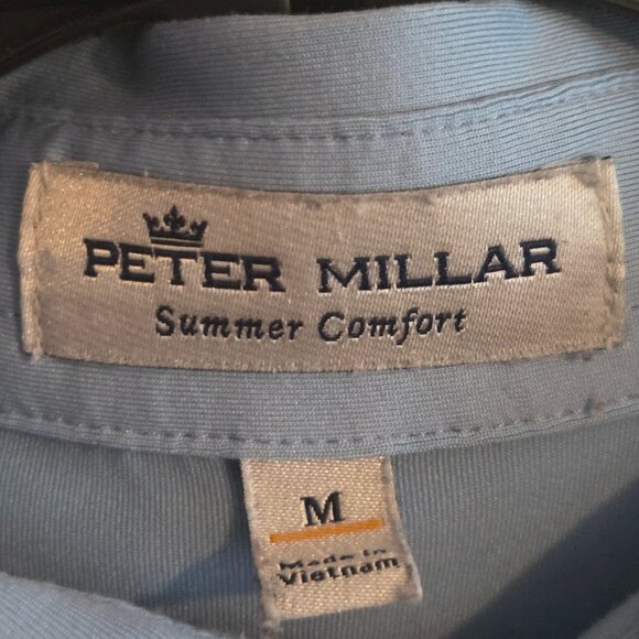 Peter Millar Golf Polo M Maya Blue Summer Comfort Performance Grandover Logo - Picture 3 of 7